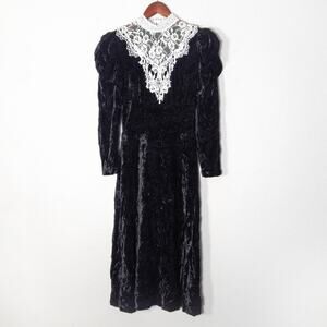 Scott McClintock Women’s Dress Dark Romantic Crushed Velvet Lace Vintage Sz 10